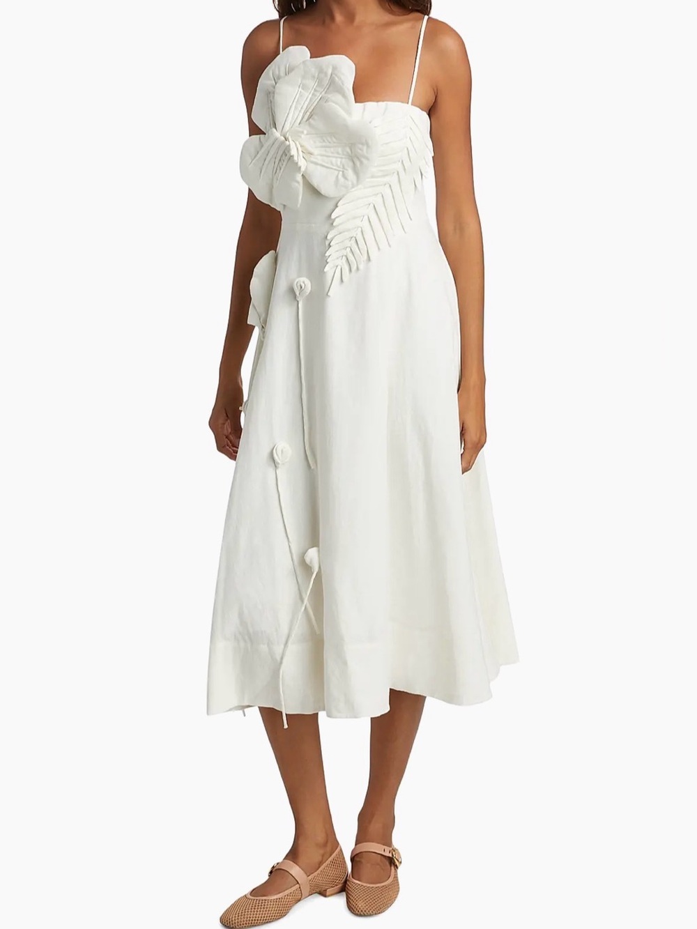 Farm Rio Off-White Garden Lenzing™ Ecovero™ Euroflax™ Midi Dress NEW NWT - Picture 2 of 4